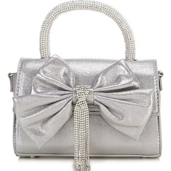 ANTONIO MELANI Handbags - Antonio Melani Metallic Bow Top Handle Satchel Bag In Silver | NWT